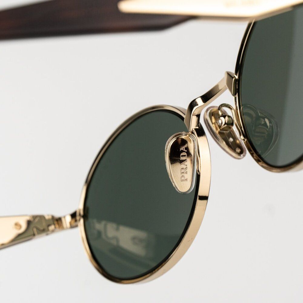 NEW Prada PR65ZS ZVN70L Pale Gold Dark Green Oval Metal Unisex Sunglasses - Picture 7 of 13